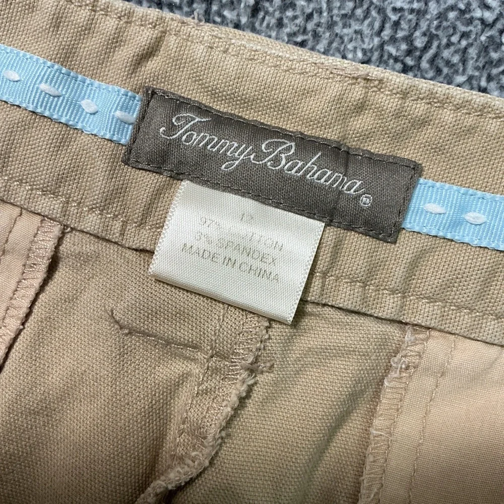 Tommy Bahama Mens Khaki Chino Shorts Tan Cotton Blend Size 34 Flat Front Casual